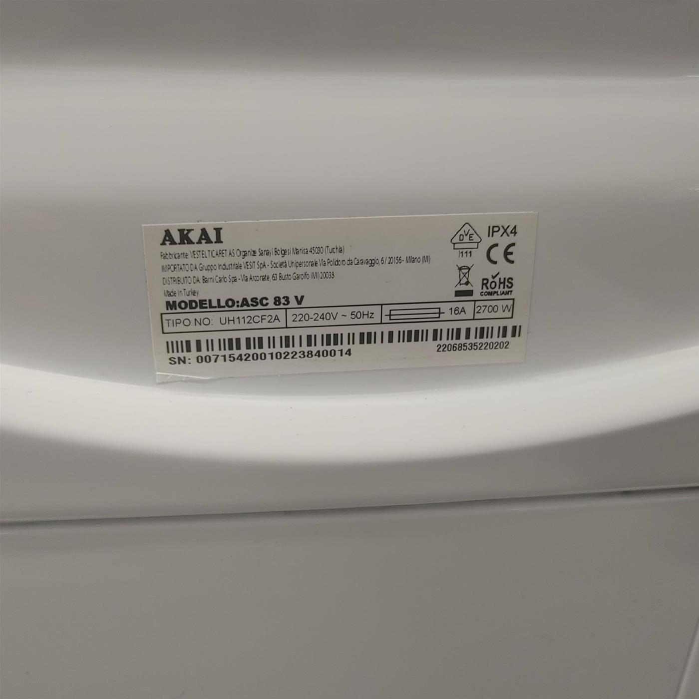 AKAI Asciugatrice ASC83V/T 8 Kg Classe B