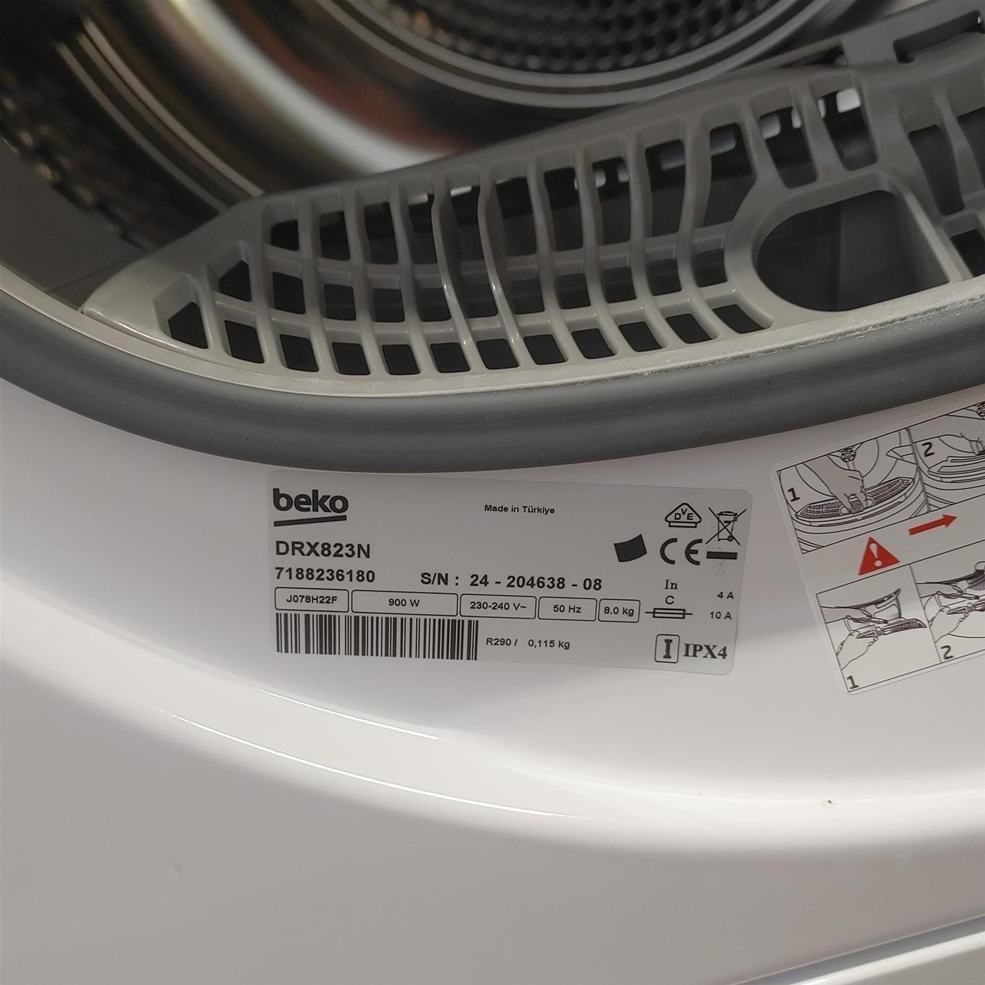 Asciugatrice Beko DRX823N Libera installazione Carica frontale 8 kg A++ Bianco