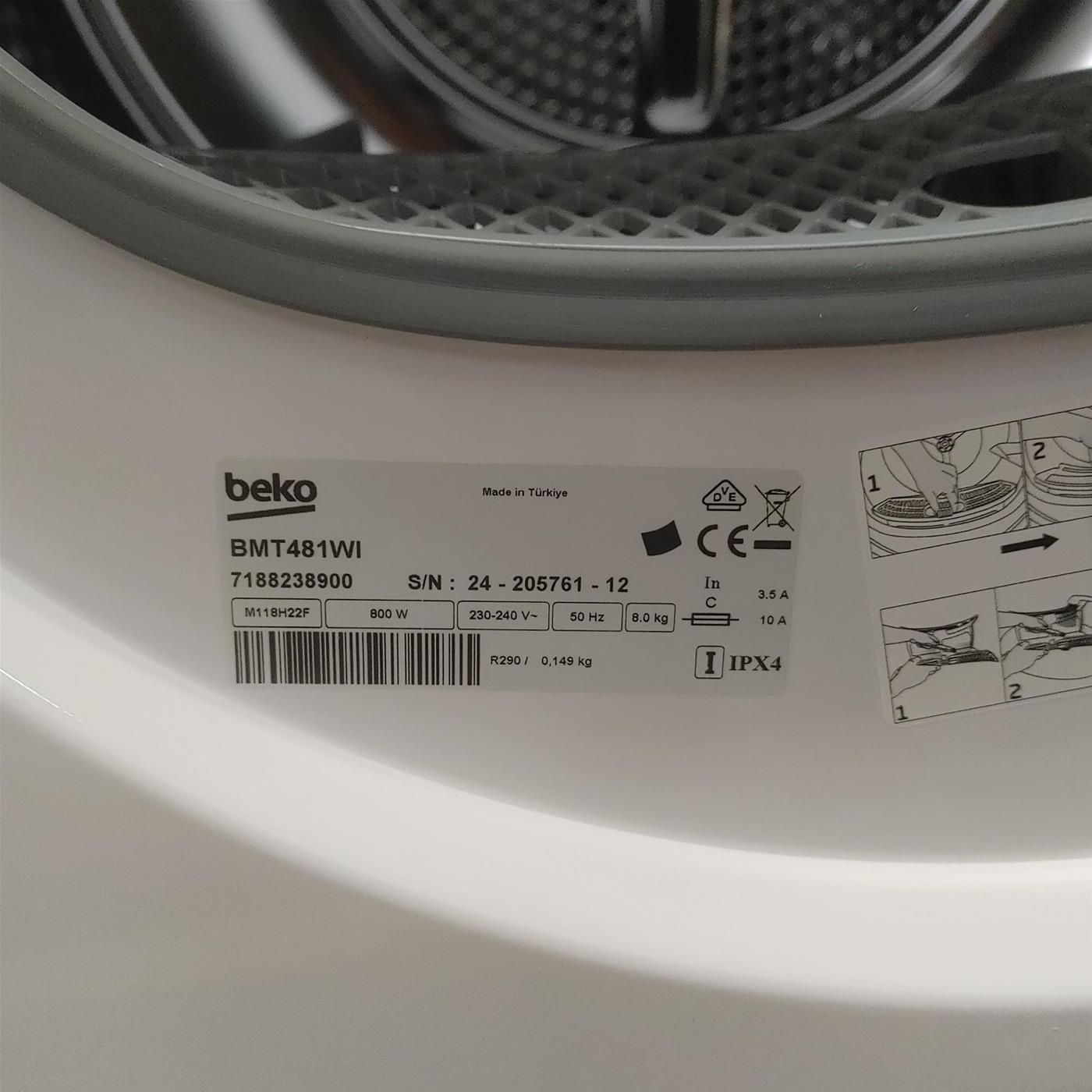 Asciugatrice Beko BMT481WI Inverter 8 Kg