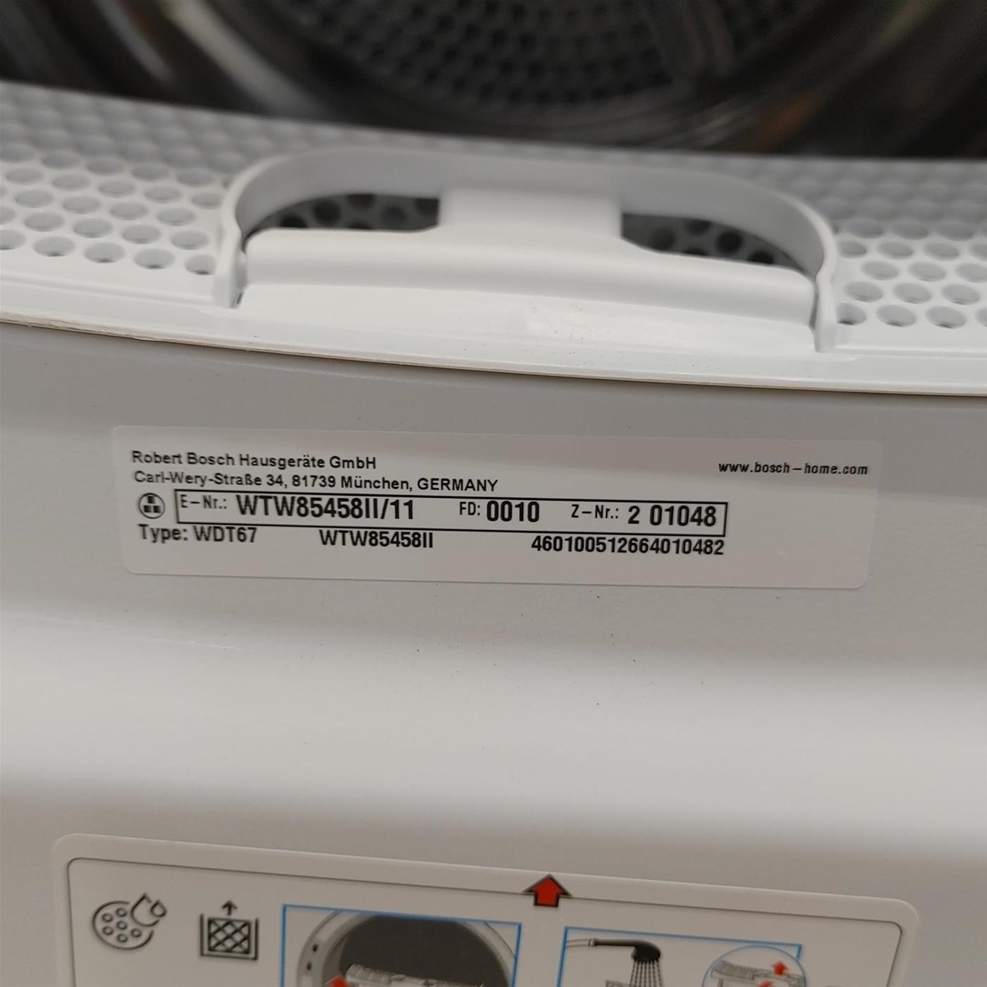 Bosch Serie 6 WTW85458II asciugatrice Libera installazione Caricamento frontale 7 kg A++ Bianco
