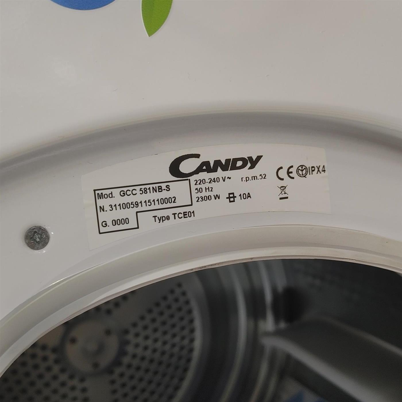 Asciugatrice Candy GCC 581 NB Libera installazione Caricamento frontale 8 kg B Bianco