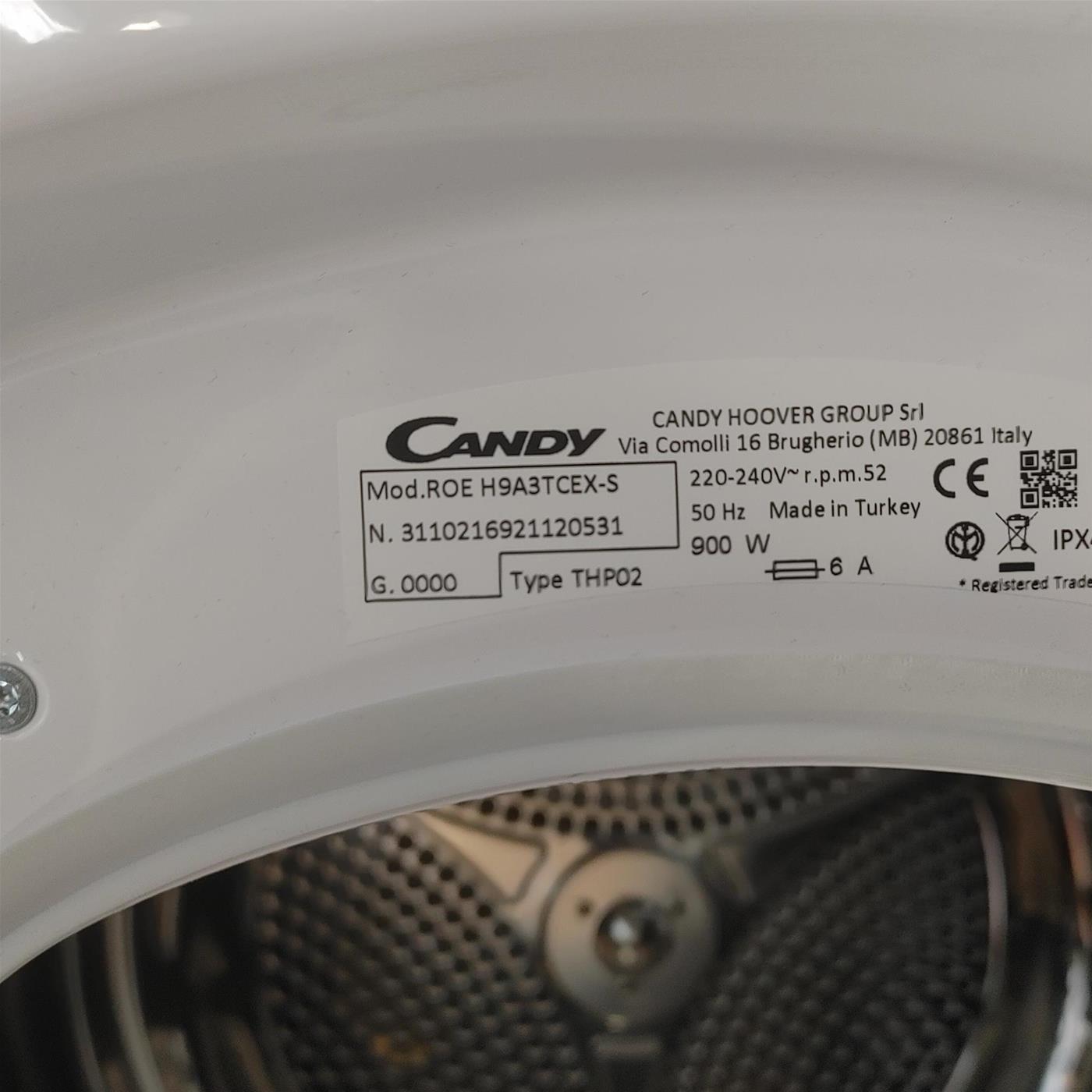 CANDY Asciugatrice ROE H9A3TCEX-S, 9 Kg Classe A+++ Pompa di calore