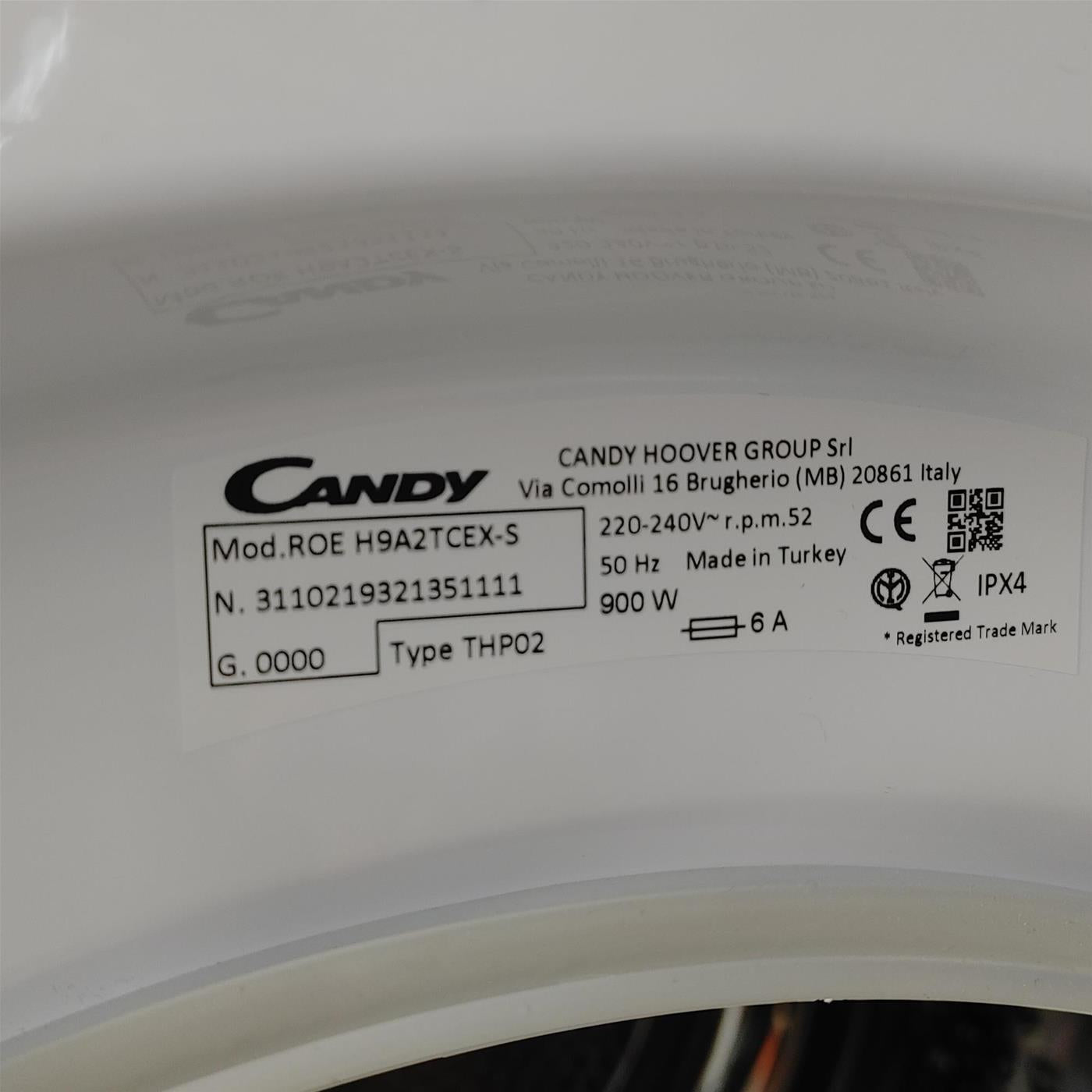 Candy RapidÓ ROE H9A2TCEX-S Asciugatrice Libera installazione Caricamento frontale 9 kg A++ Bianco