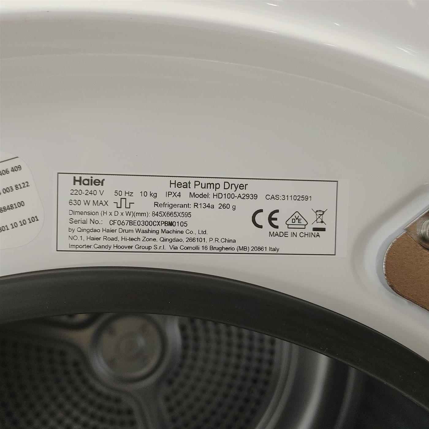 Asciugatrice Haier I-Pro Series 3 HD100-A2939 Libera installazione 10 kg A++ Bianco