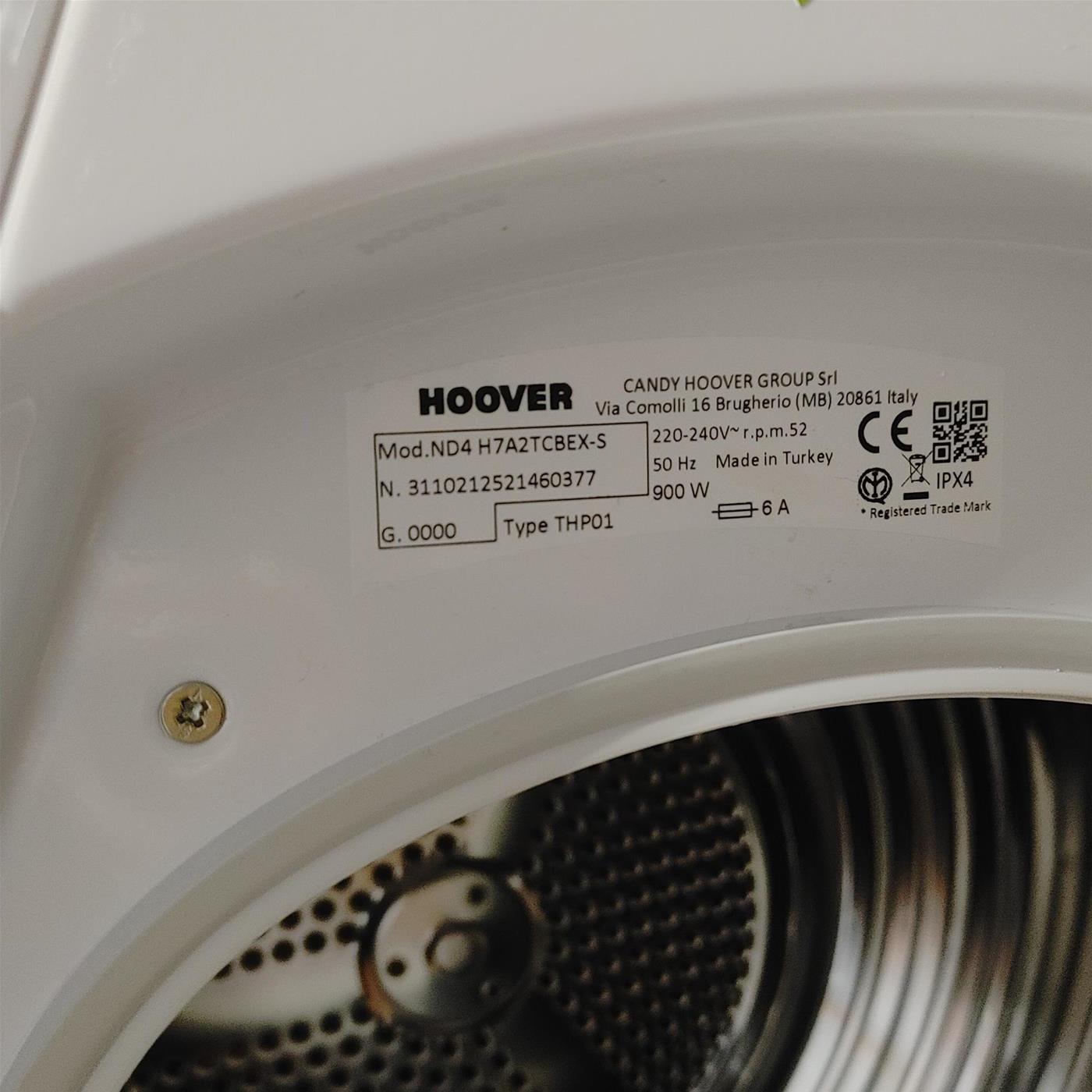 Asciugatrice Hoover ND4H7A2TCBEX-S Pompa di calore, Slim, 7 Kg, classe A++