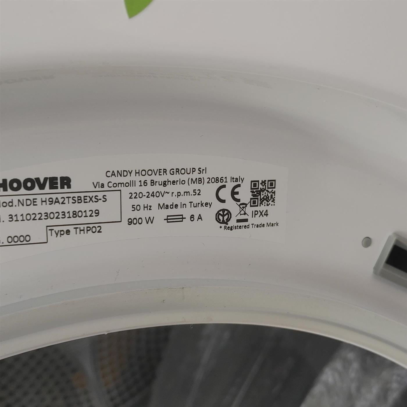 Asciugatrice Hoover H-DRY 500 NDE H9A2TCBEB Libera installazione Carica frontale 9 kg A++ Nero