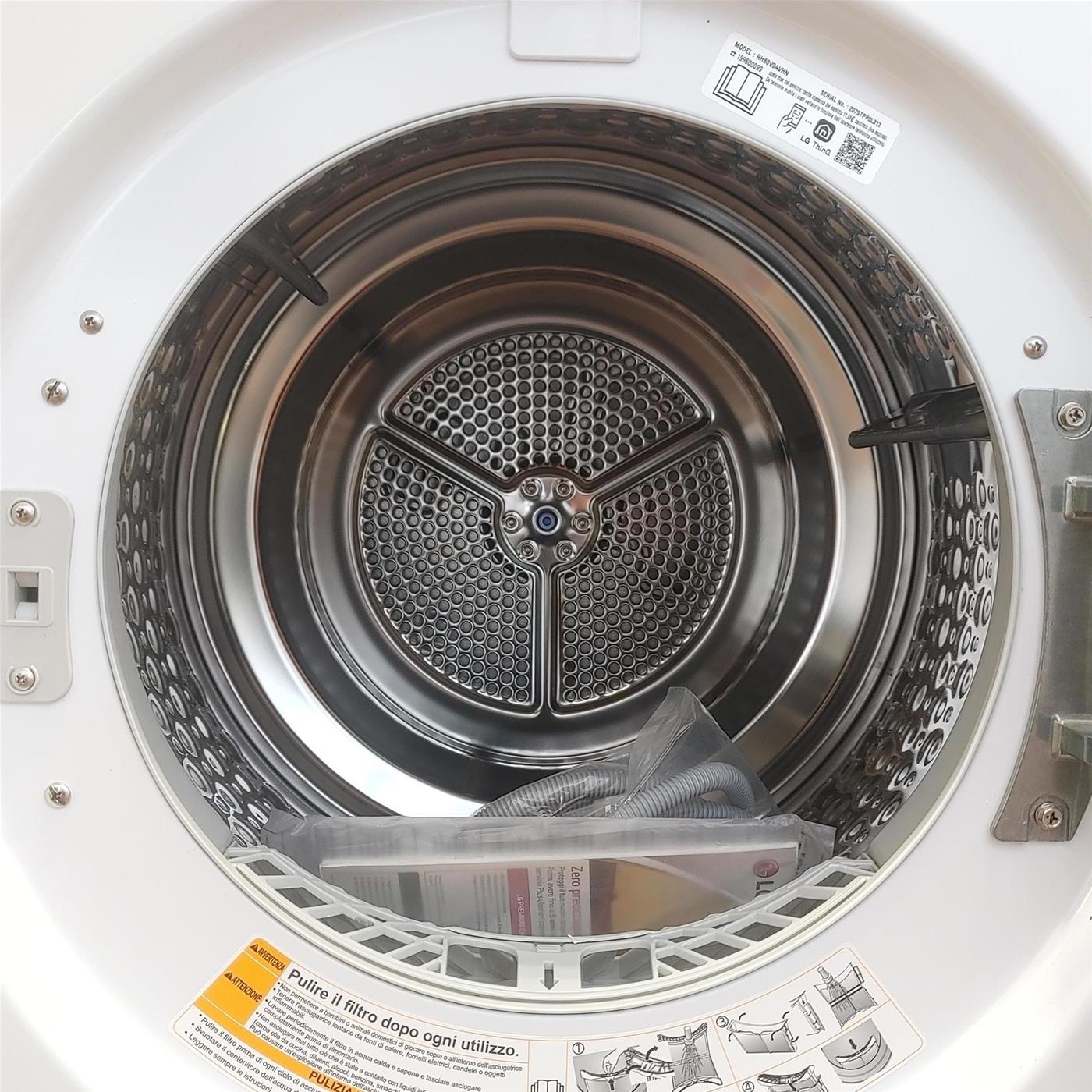 Asciugatrice LG RH80V9AVHN Libera installazione Carica frontale 8 kg A+++ Bianco
