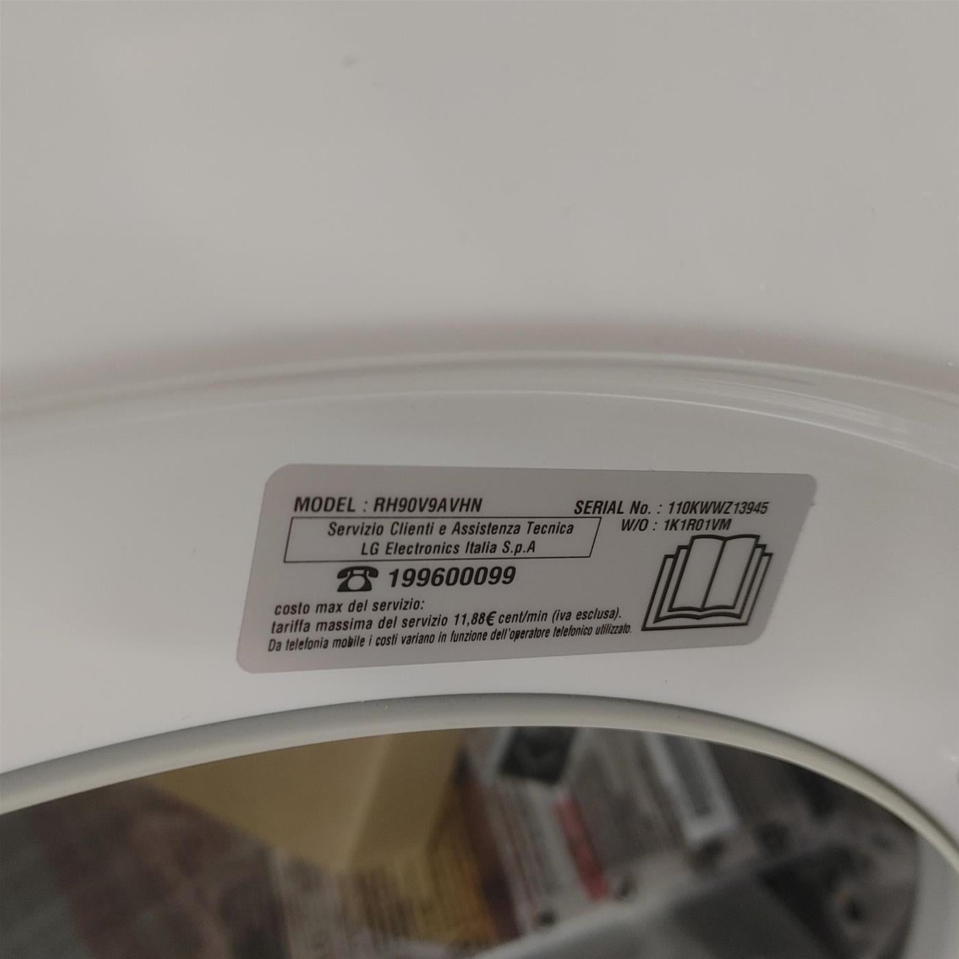 LG RH90V9AVHN asciugatrice Libera installazione Caricamento frontale 9 kg A+++ Bianco