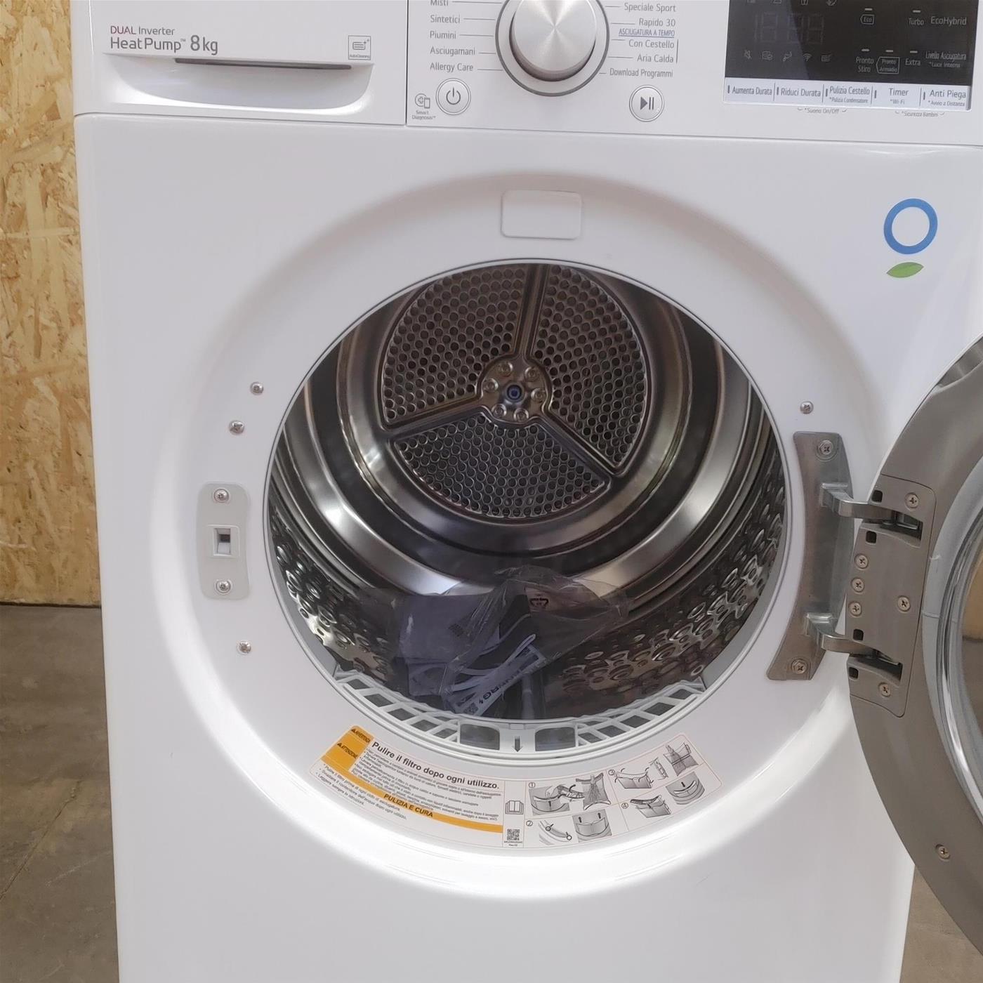 Asciugatrice LG RH80V9AVHN Libera installazione Carica frontale 8 kg A+++ Bianco