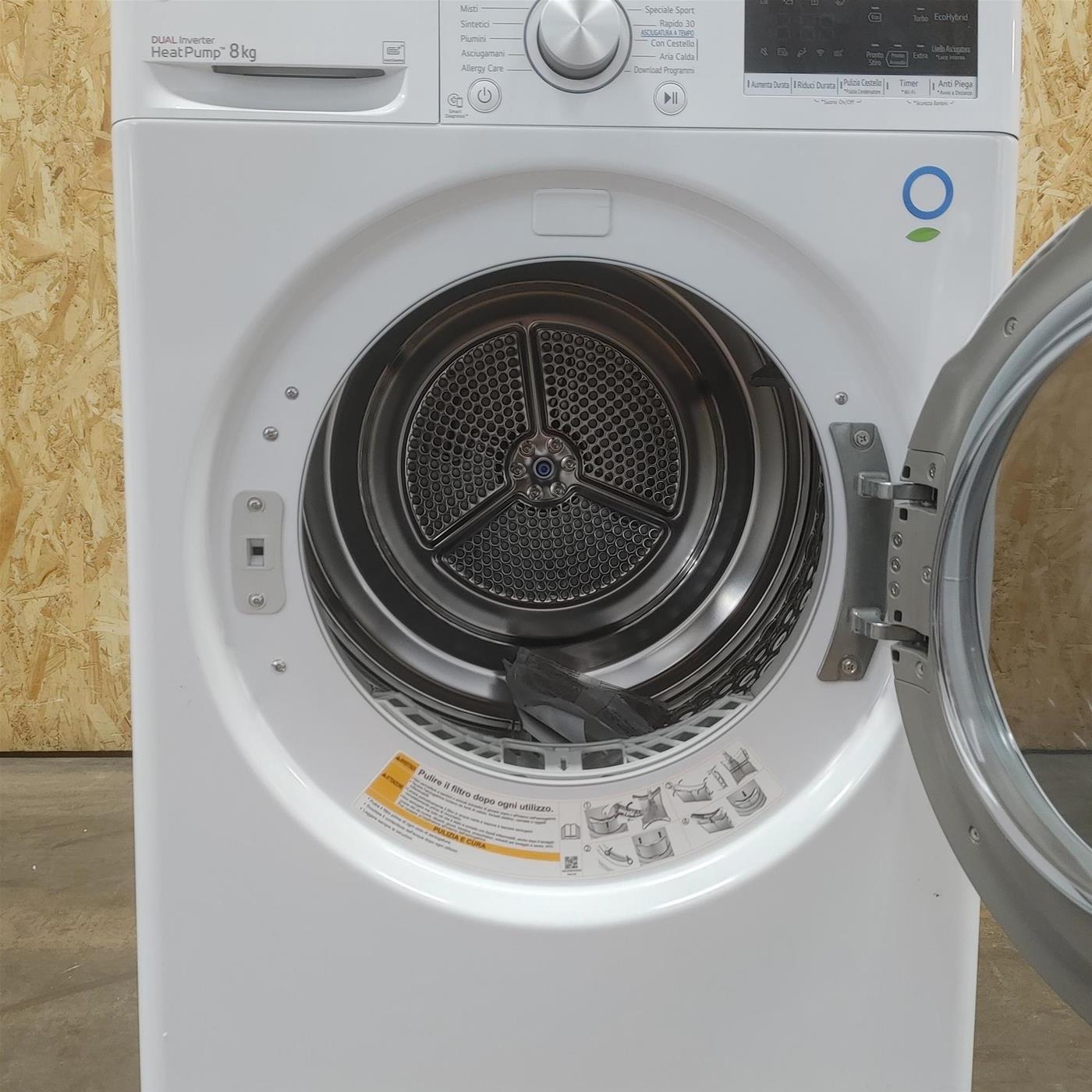 Asciugatrice LG RH80V9AVHN Libera installazione Carica frontale 8 kg A+++ Bianco