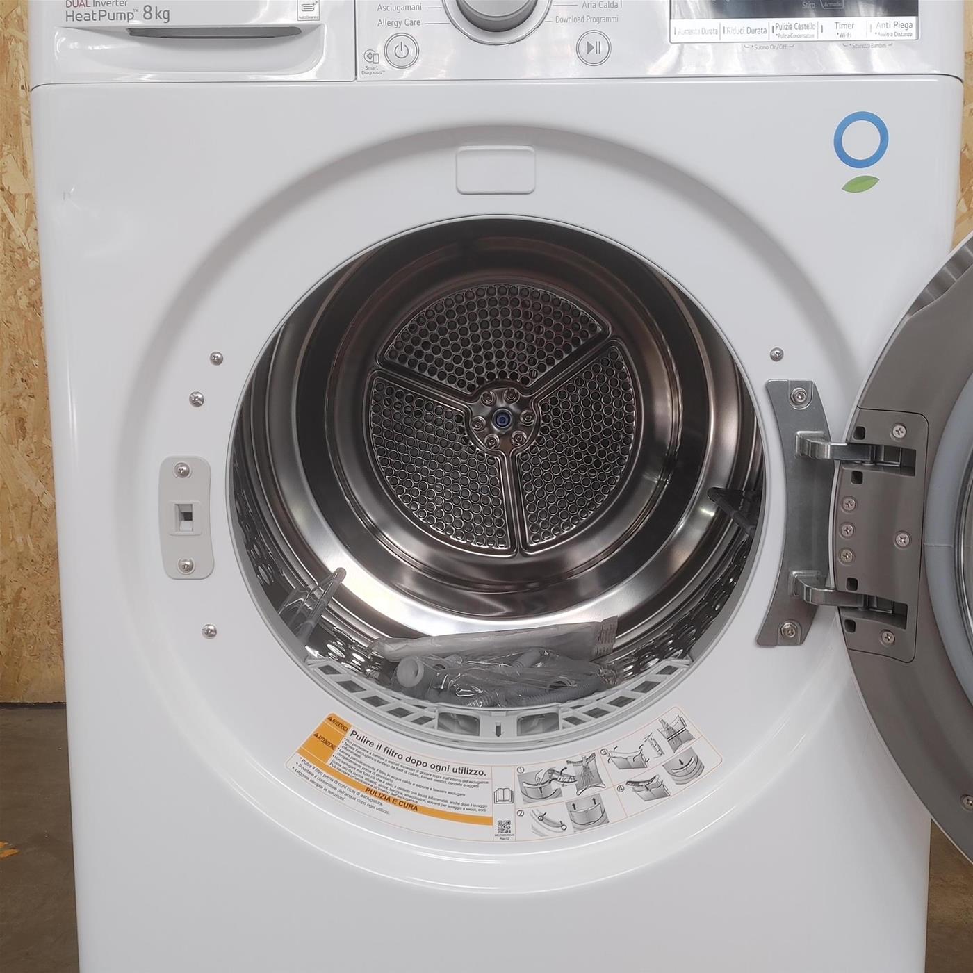 Asciugatrice LG RH80V9AVHN Libera installazione Carica frontale 8 kg A+++ Bianco