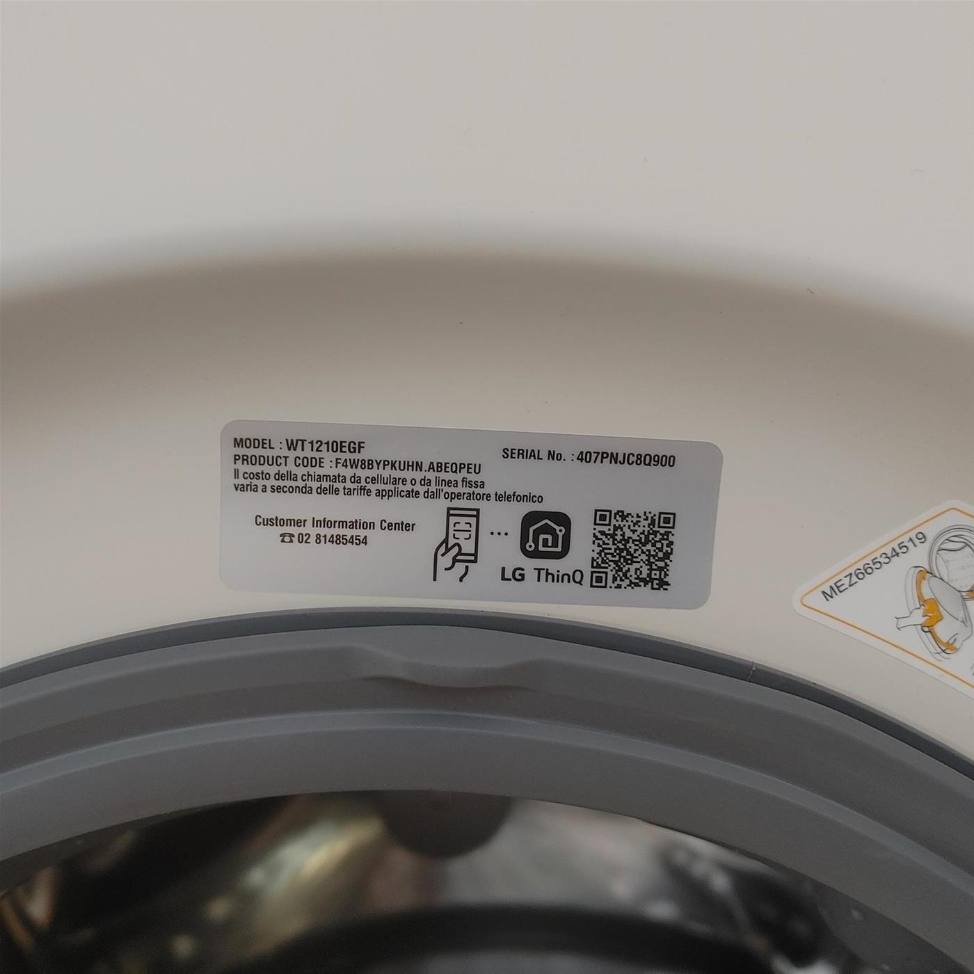 LG WT1210EGF lavatrice asciugatrice Libera installazione Carica frontale Verde, Bianco A