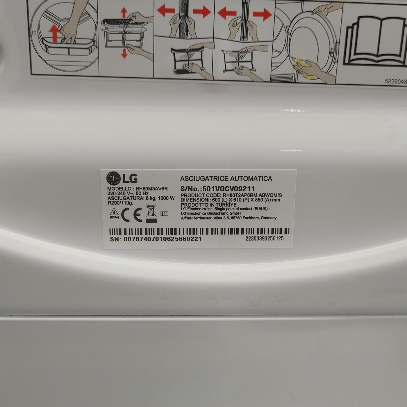 Asciugatrice LG RH80M3AV6R 8 Kg