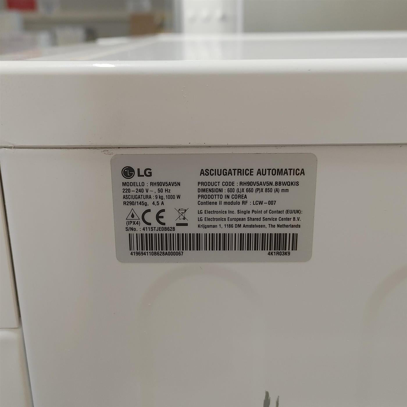 Asciugatrice LG RH90V5AV5N 9 Kg