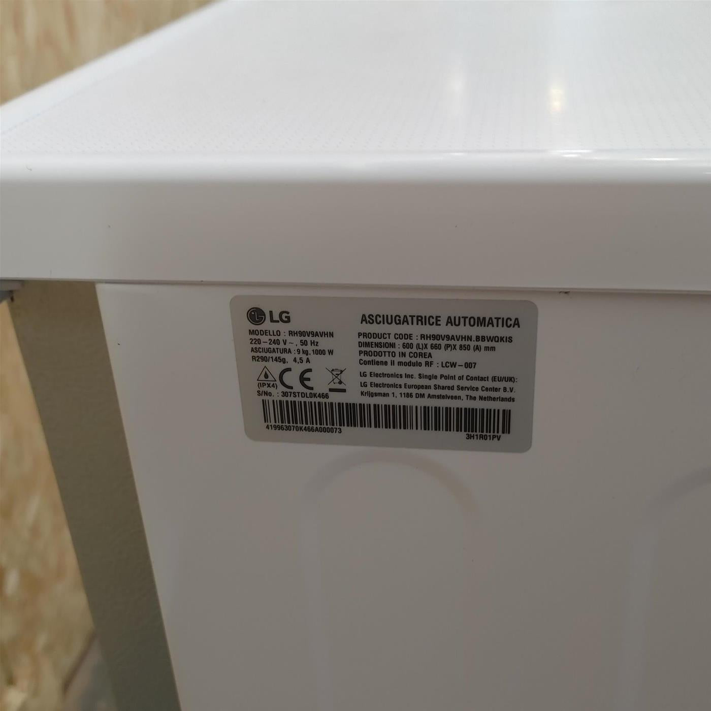 Asciugatrice LG RH90V9AVHN 9 Kg