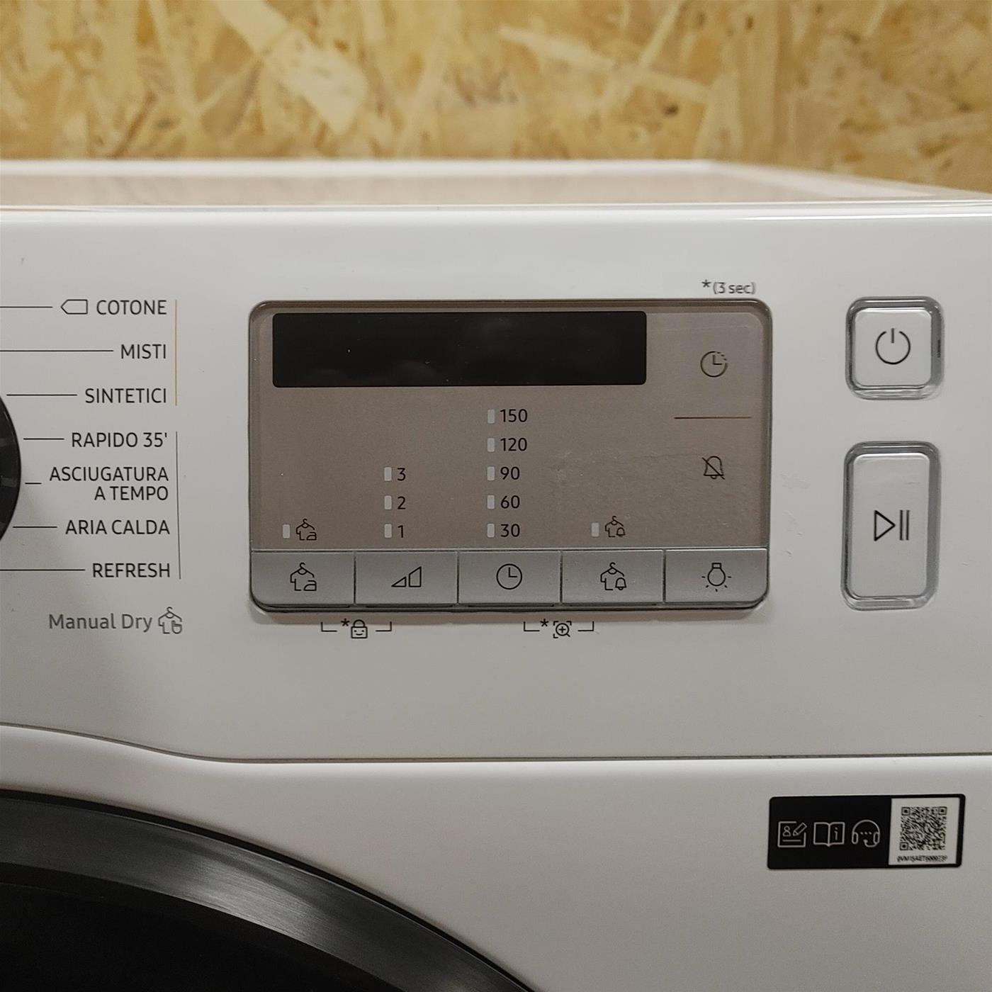 Samsung DV90TA040AH/ET asciugatrice a caricamento frontale Crystal Eco Dry 9 kg Classe A++, Porta nera + Panel silver