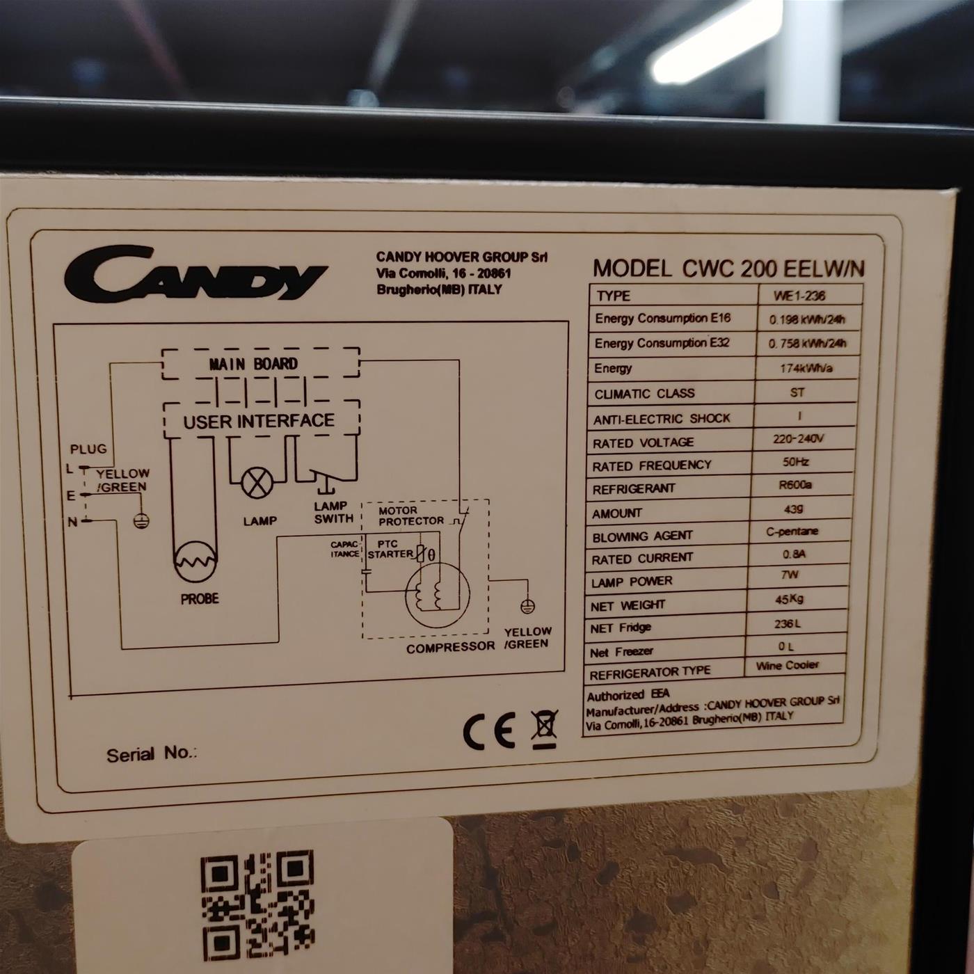 Candy DiVino CWC 200 EELW/N Libera installazione Nero 81 bottiglia(e)