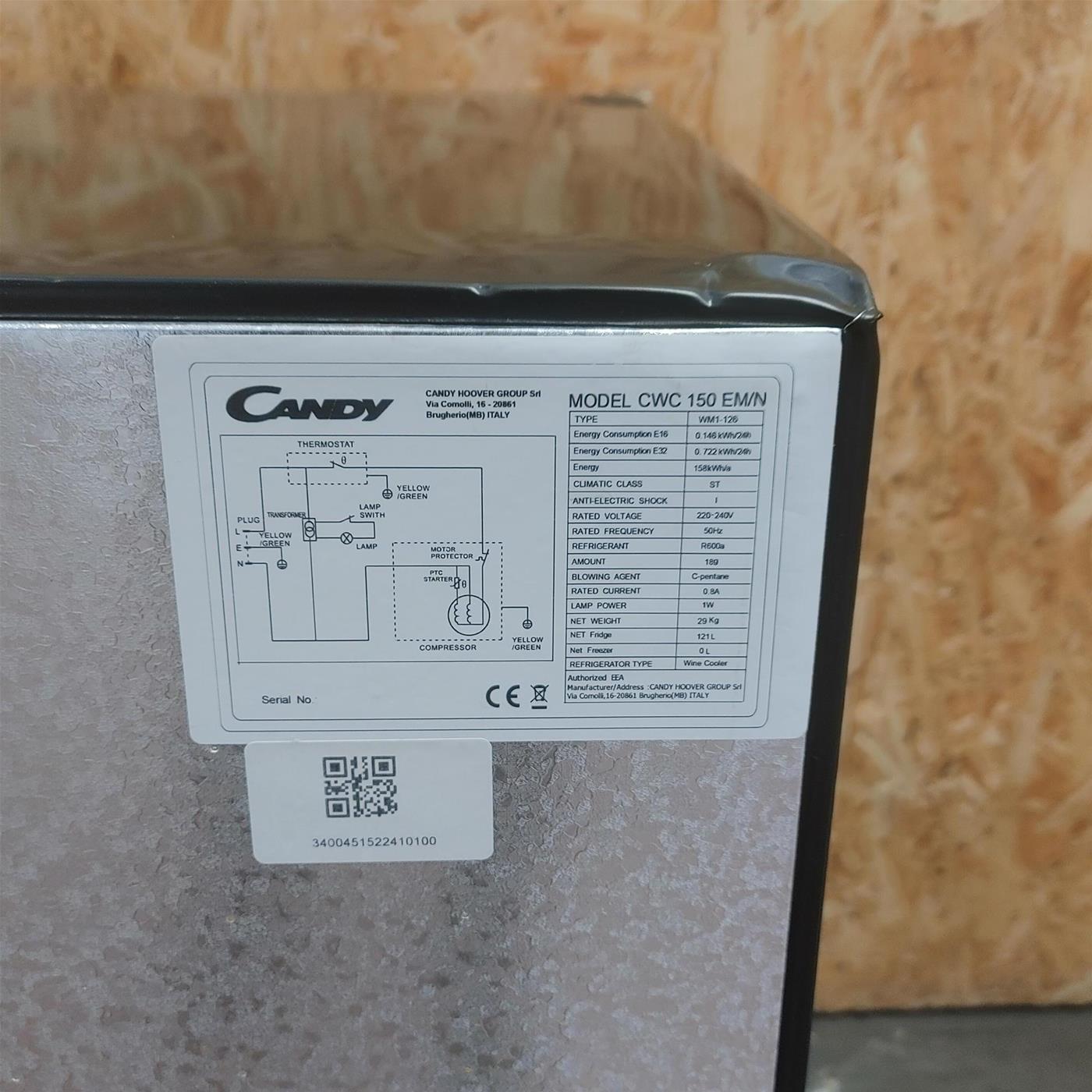 Cantinetta Vino Candy DiVino CWC 150 EM/N Libera installazione 41 bottiglie