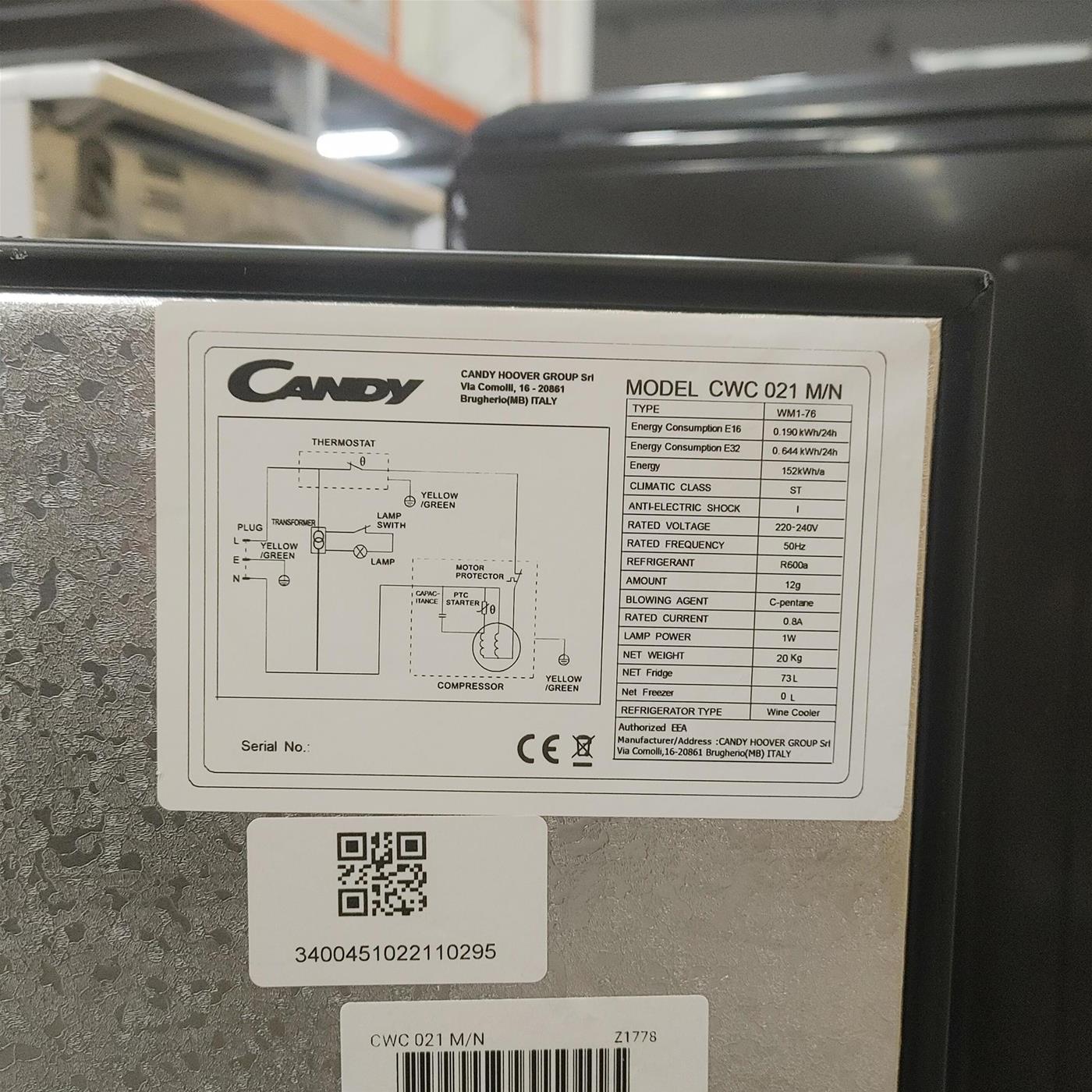 Candy CWC 021 M/N Cantinetta frigo con compressore Libera installazione Nero 21 bottiglia(e)