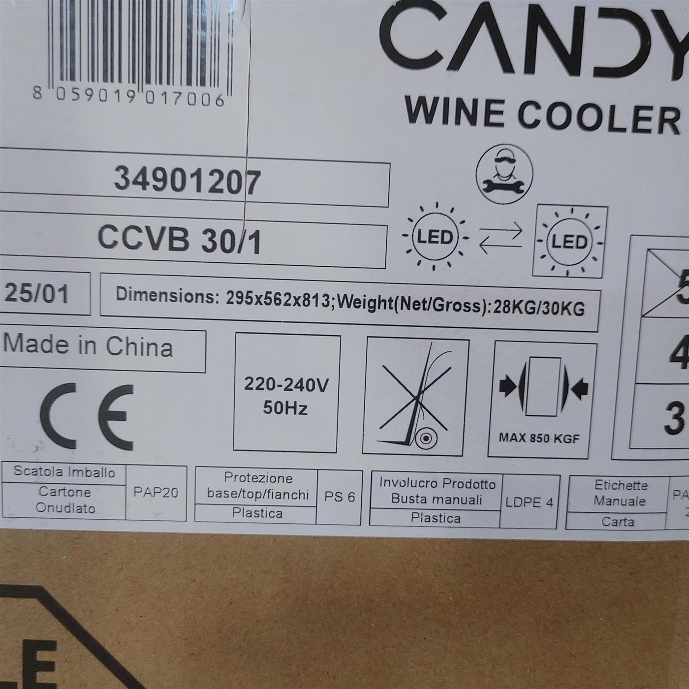 Cantinetta Candy DiVino CCVB 30/1 Da incasso 20 bottiglie