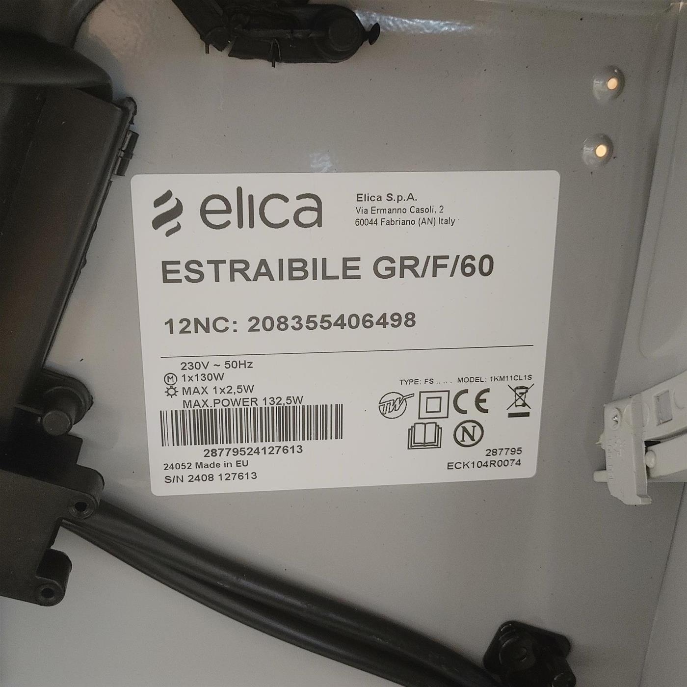 Cappa Elica Estraibile GR/F/60 Incasso