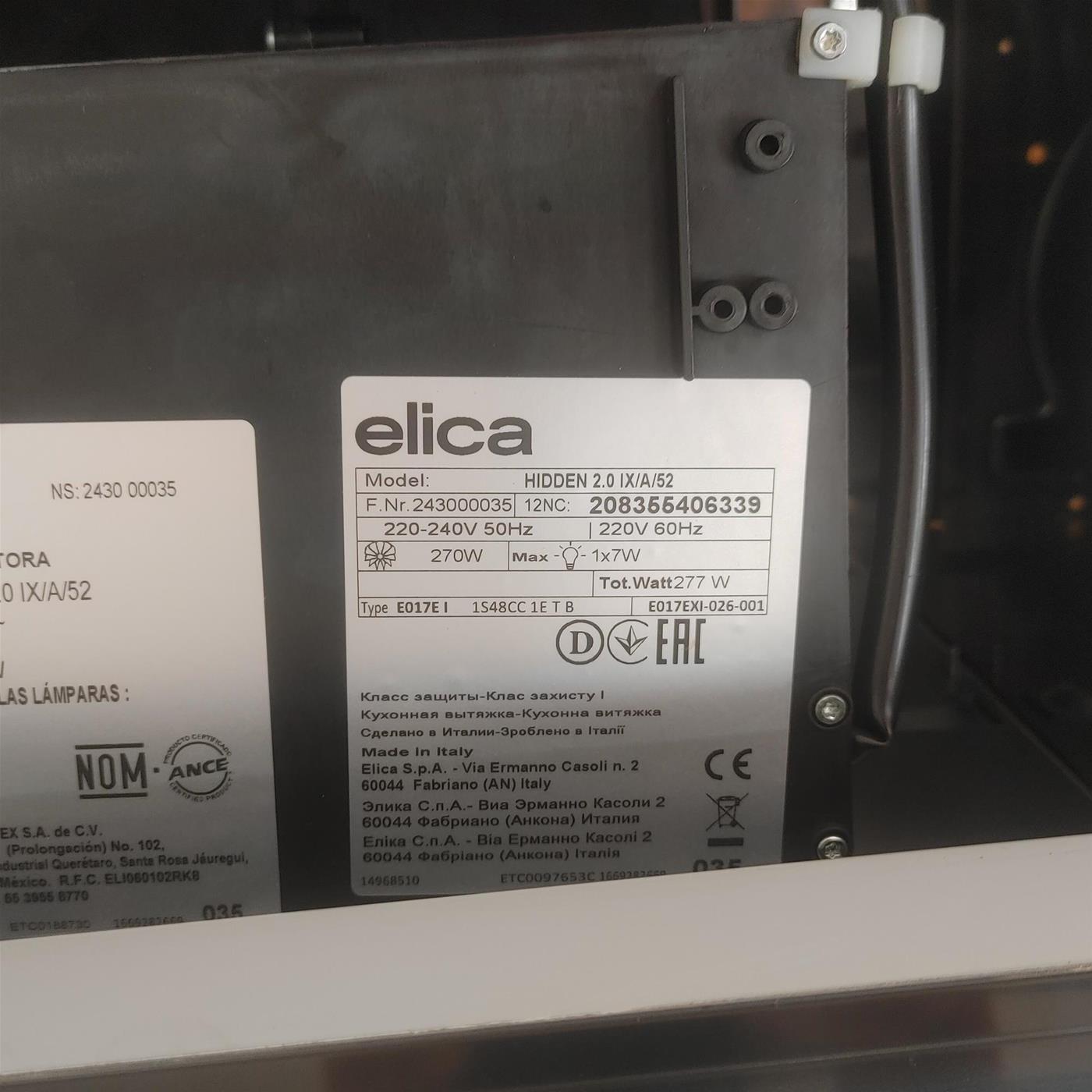 Cappa aspirante Elica HIDDEN 2.0 IX/A/52