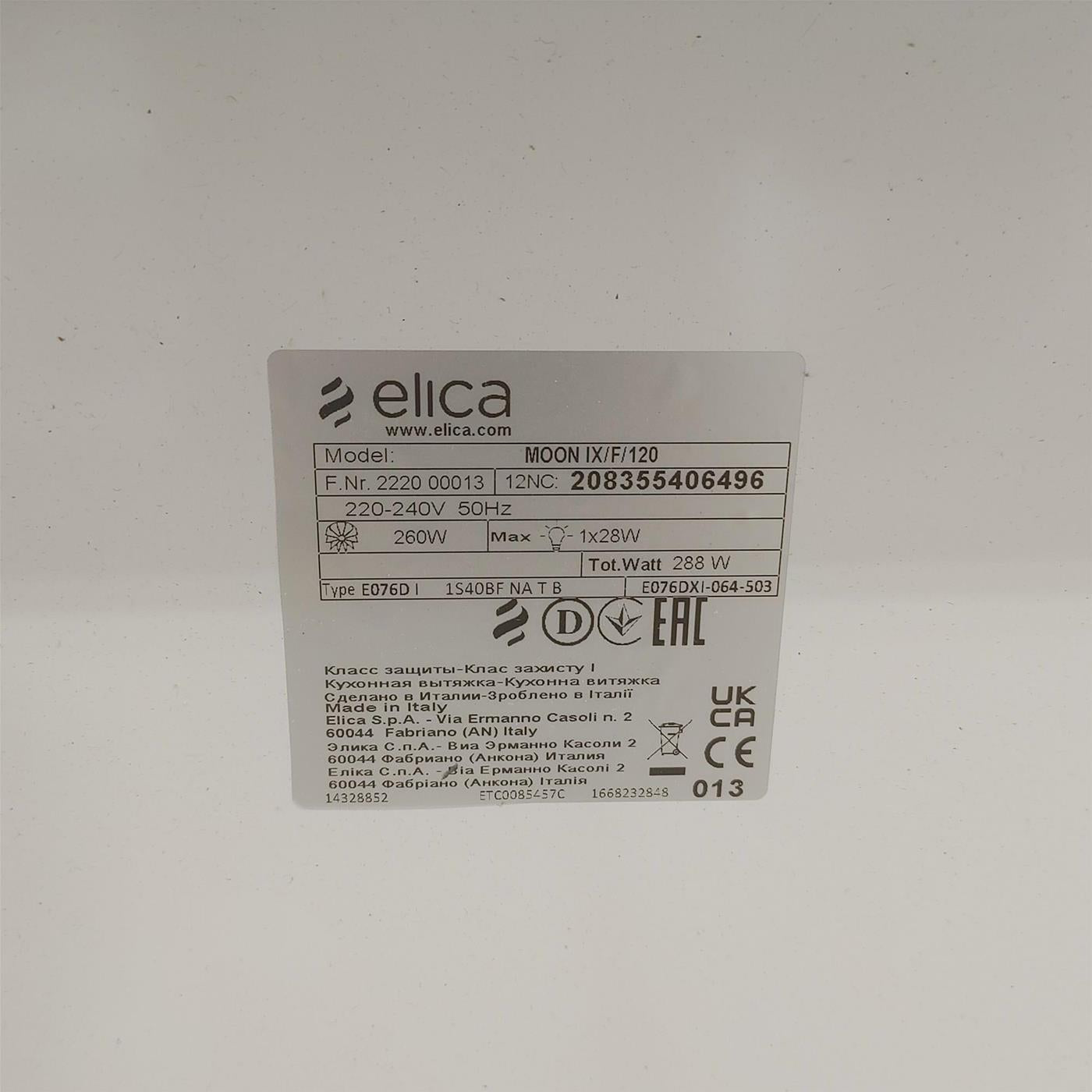 Cappa a parete Elica MOON IX/F/120