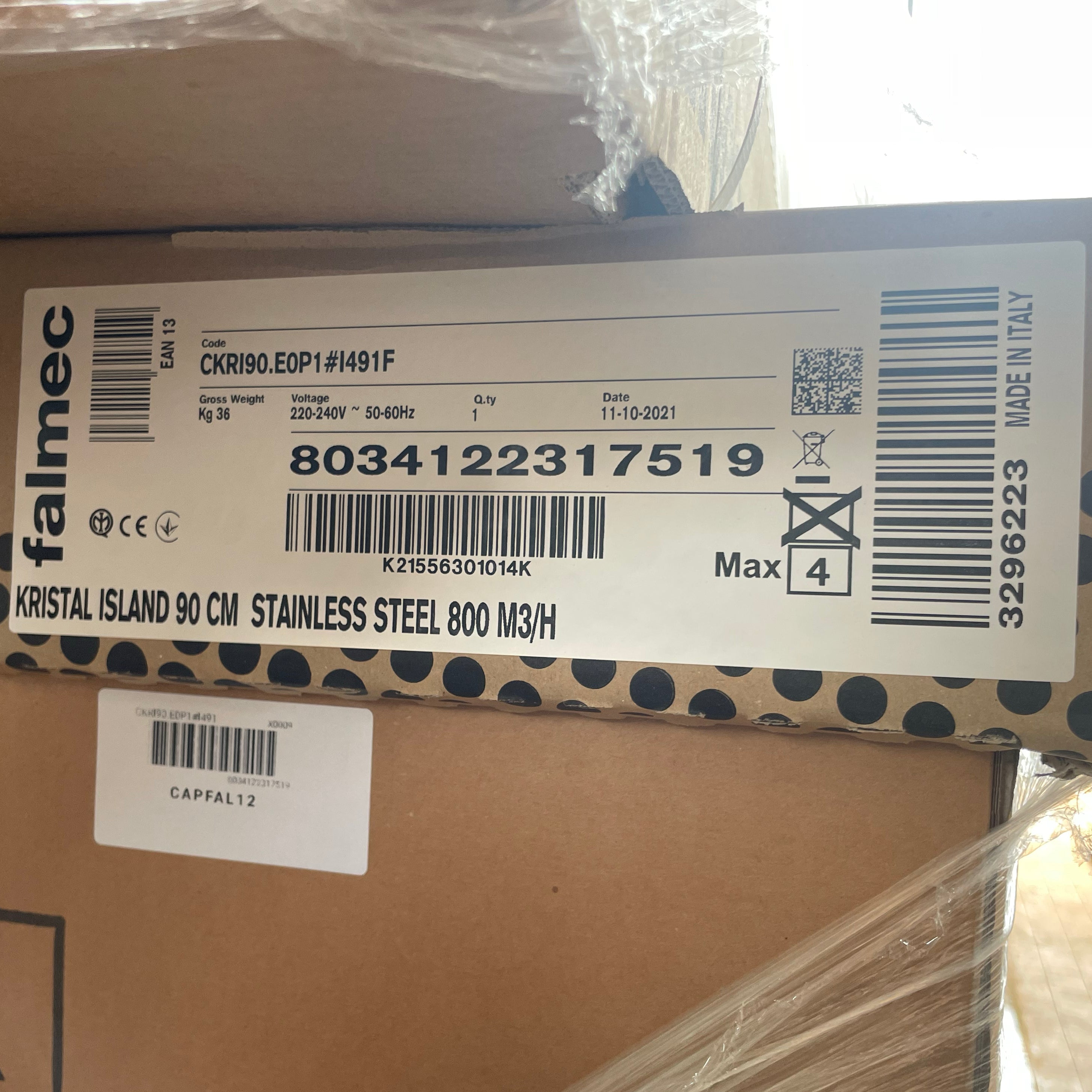 Falmec CAPPA KRISTAL ISOLA 90 INOX 800 m3/h - CKRI90.E0P1#I491F
