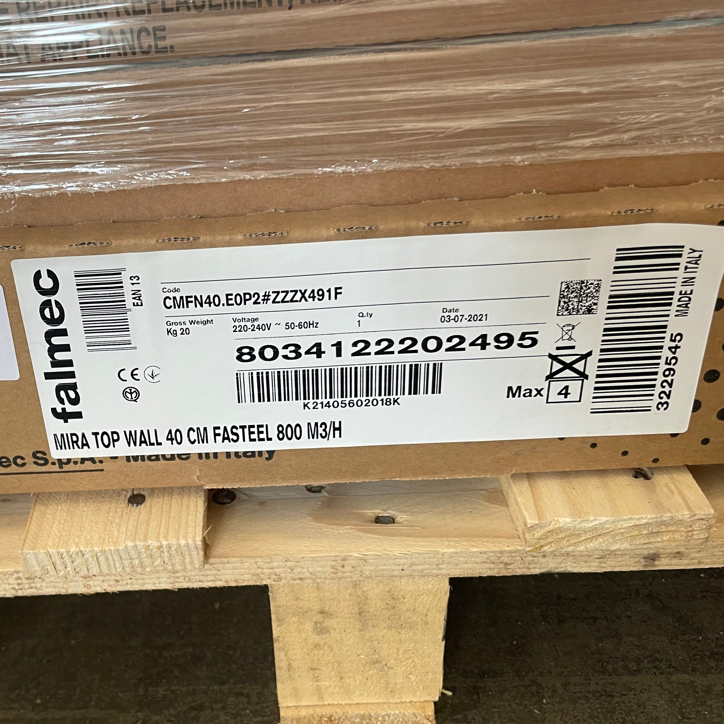 Falmec MIRA Fasteel Parete Grigio 800 m³/h B