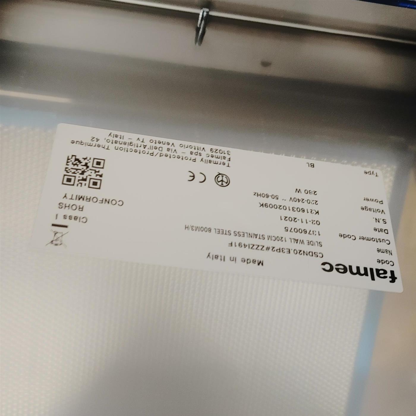 Falmec Cappa a muro CSDN20.E3P2#ZZZI491F 120 cm 800 m3/h Inox