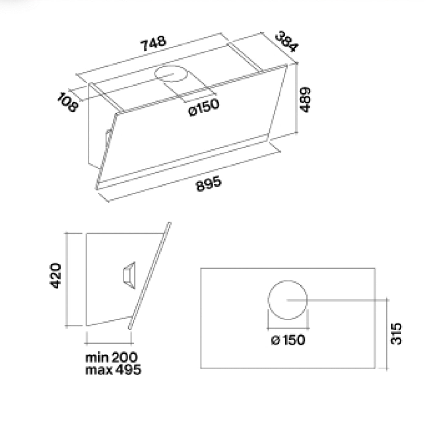 Cappa Falmec Trim Parete CTQN90.E1P2