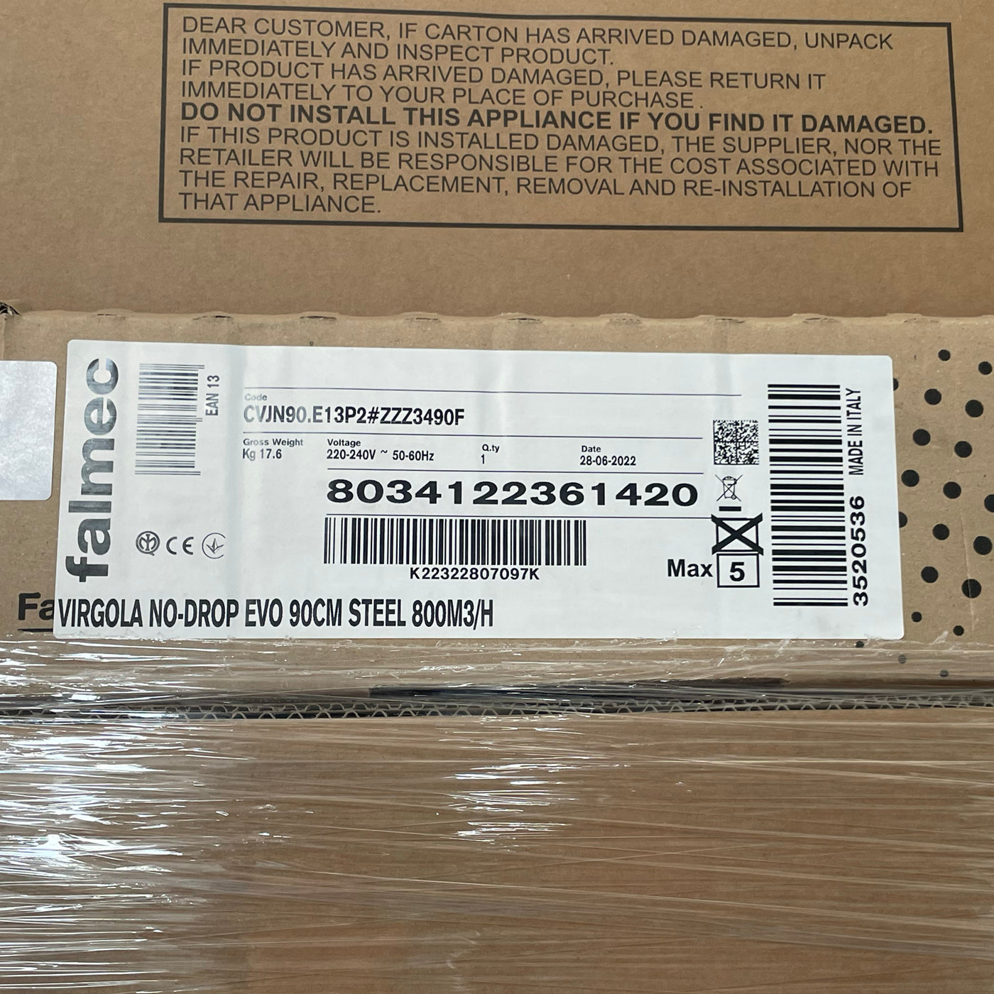 Falmec Virgola Evolution Incasso Acciaio Inox 600 m³/h B