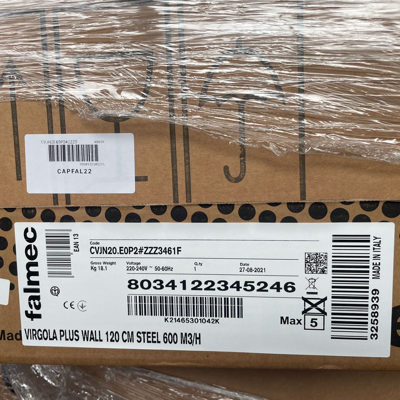 Falmec Virgola Plus Parete Acciaio Inox 600 m³/h C