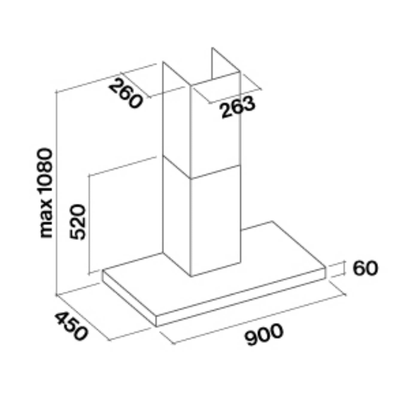 Falmec MERCURIO EVO Design Cappa parete cm 90 inox - motore 600 m3/h