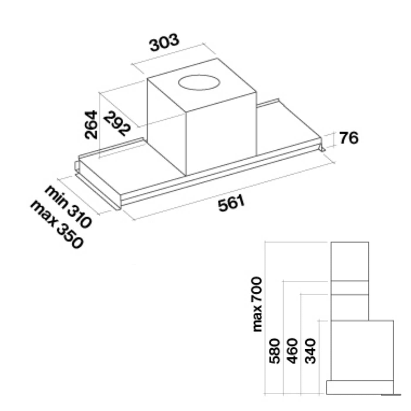 Cappa Falmec Virgola No-Drop da Incasso 60 cm 800 m3