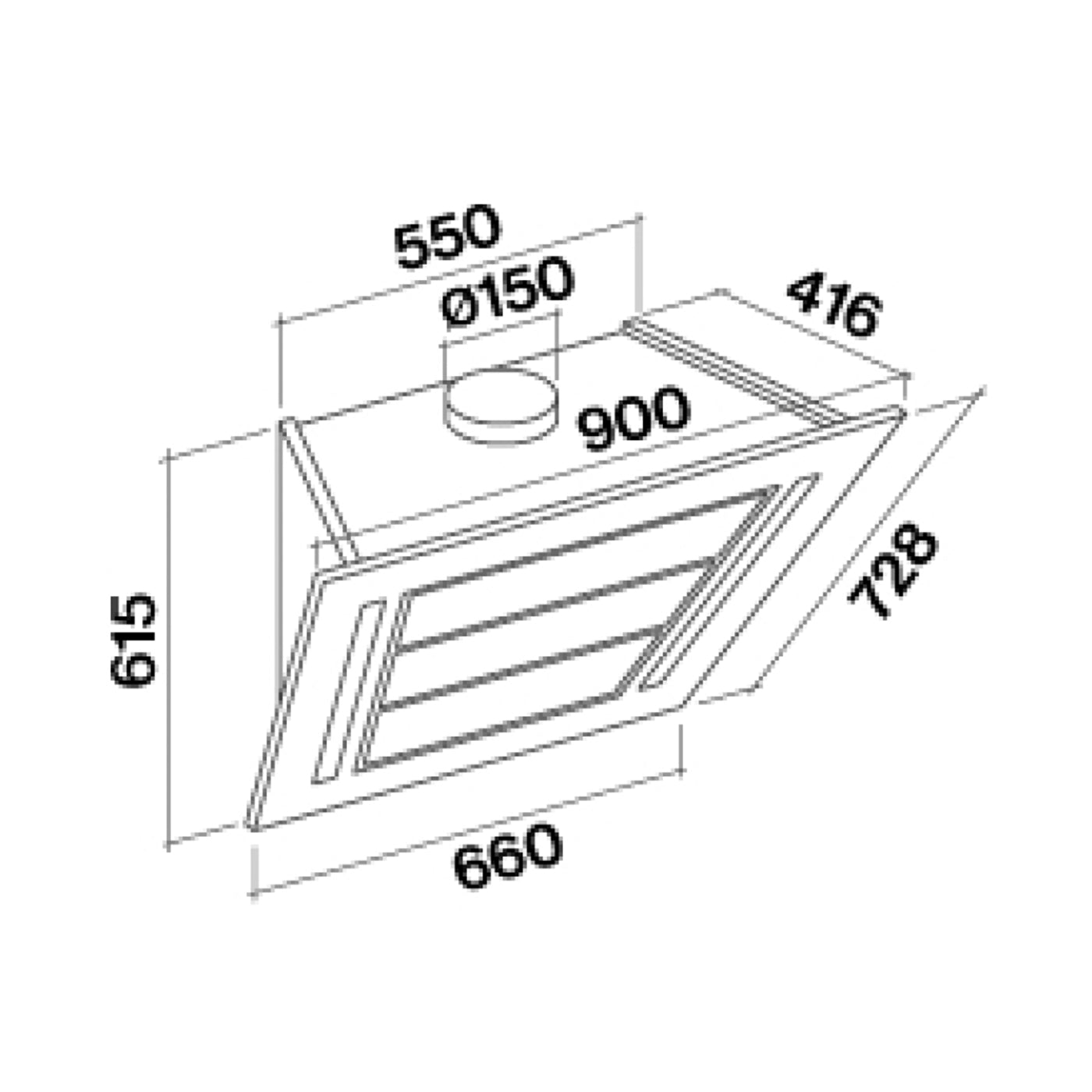 Falmec Diamante Parete Acciaio Inox 800 m³/h B