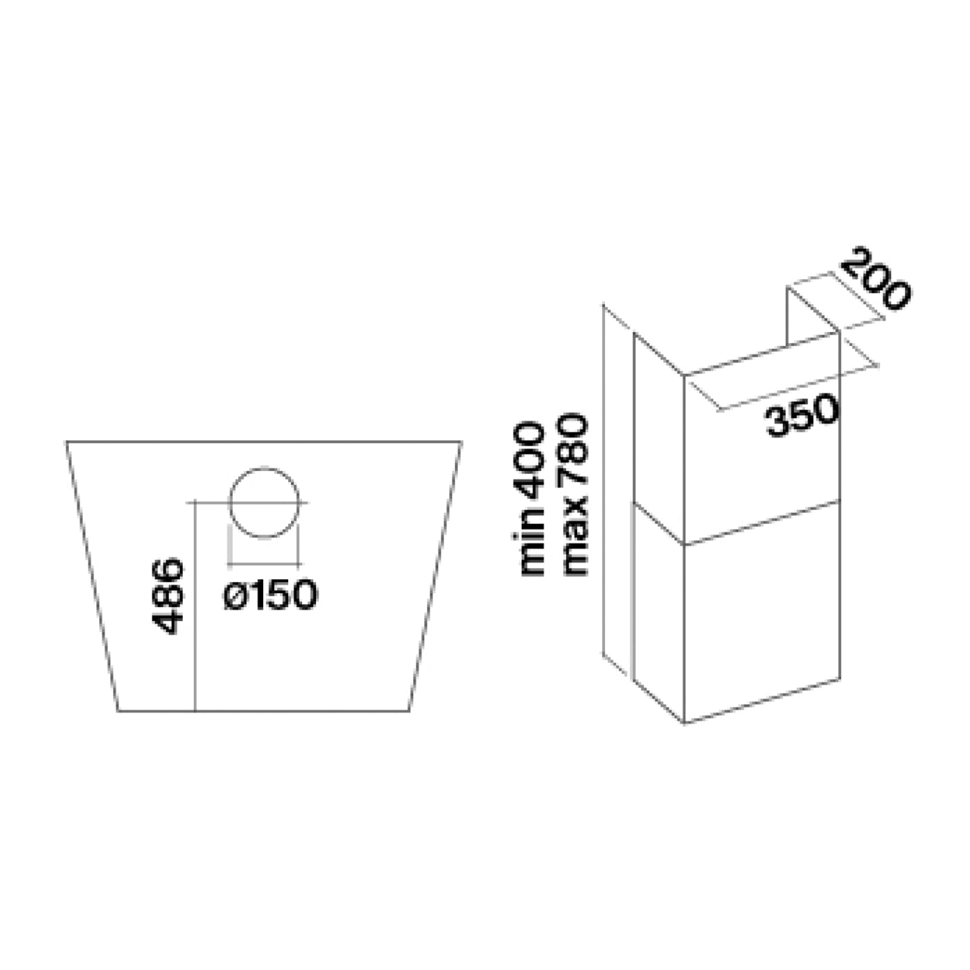 Falmec Diamante Parete Acciaio Inox 800 m³/h B