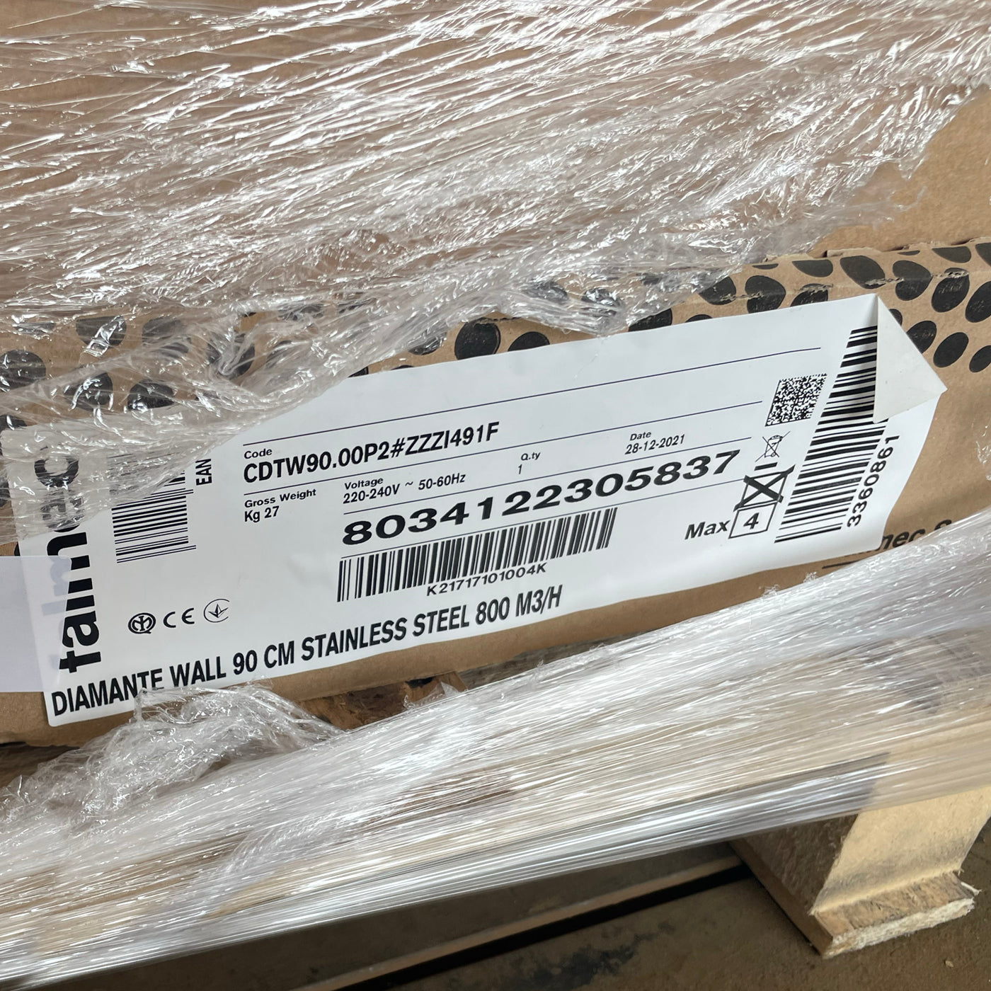 Falmec Diamante Parete Acciaio Inox 800 m³/h B