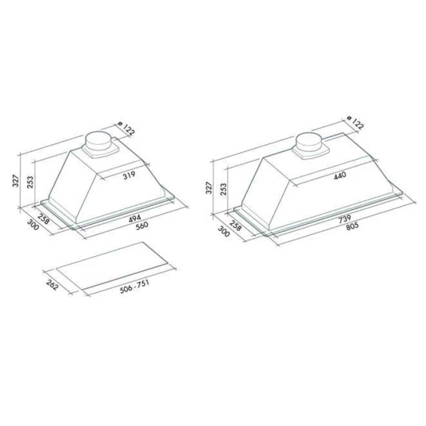 Falmec Gruppo Incasso Parete Acciaio Inox, Bianco 600 m³/h C