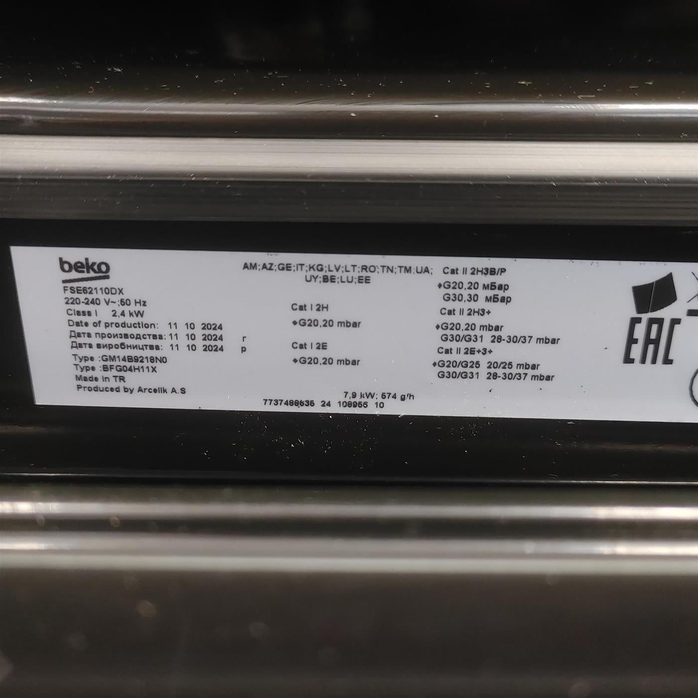 Cucina Beko FSE62110DX Cucina a libera installazione Elettrica Gas Inox