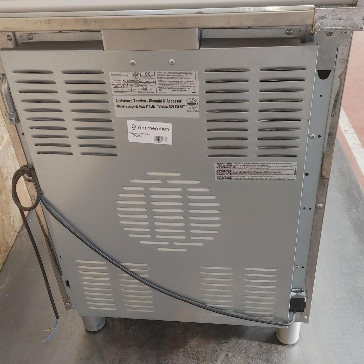 Bertazzoni La Germania Futura FTR664EXV cucina Cucina a libera installazione Elettrico Gas Nero, Acciaio inossidabile