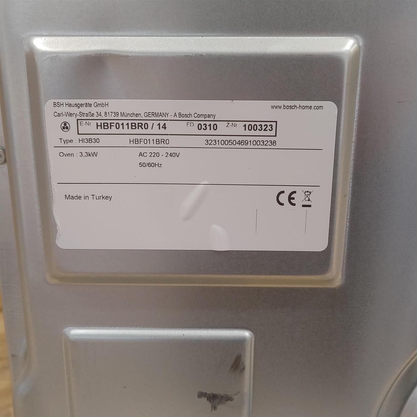 Bosch Serie 2 HBF011BR0 forno 66 L 3300 WA Nero, Acciaio inox