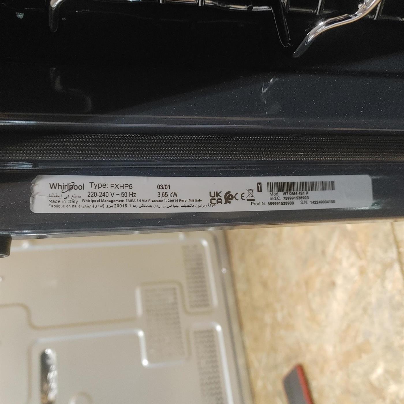 Whirlpool W7OS44S1P 73 L Nero, Acciaio inossidabile