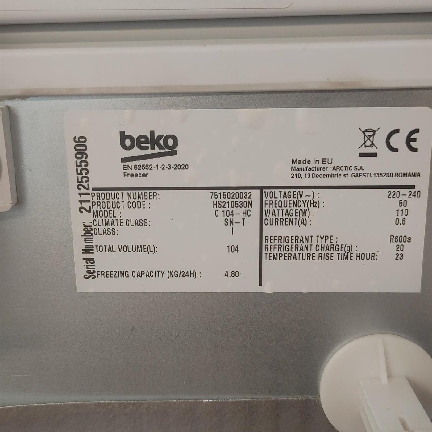 Congelatore a pozzo Beko HS210530N 104 L
