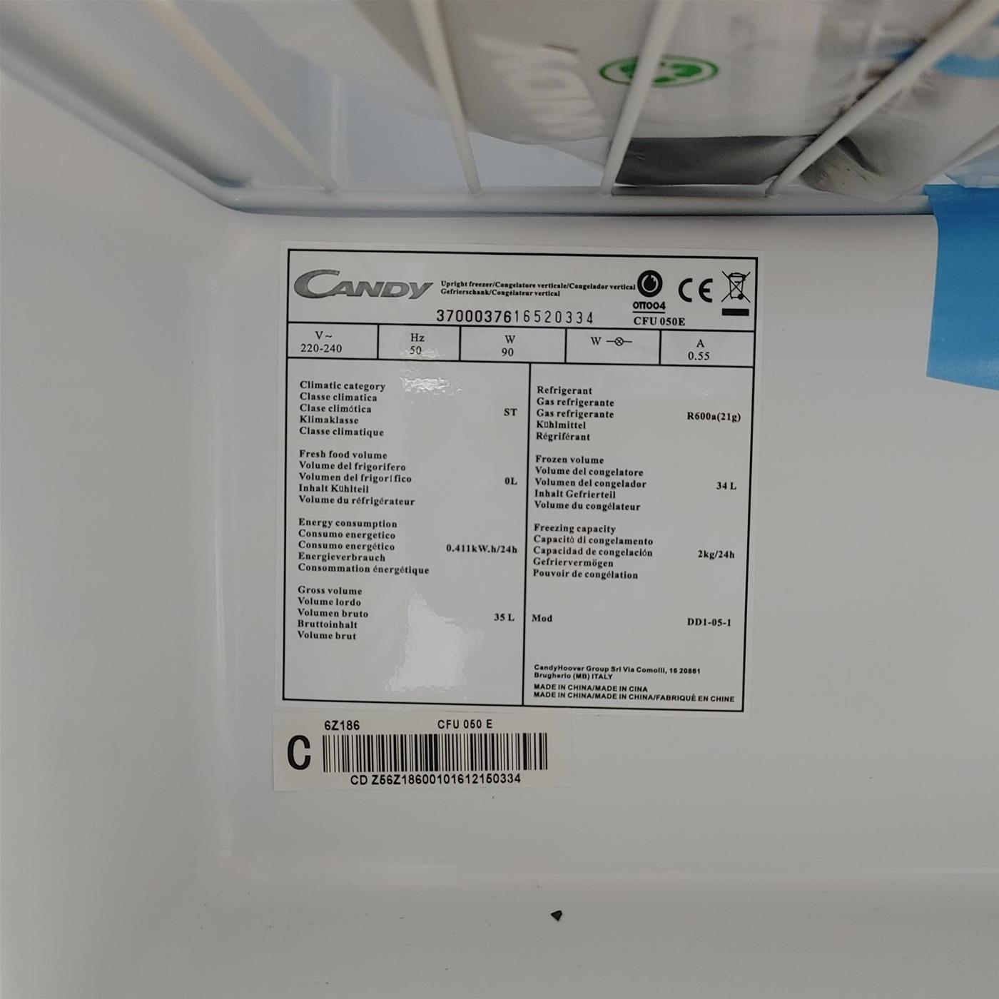 Candy Comfort CFU 050 EN congelatore Verticale Libera installazione 33 L F Bianco