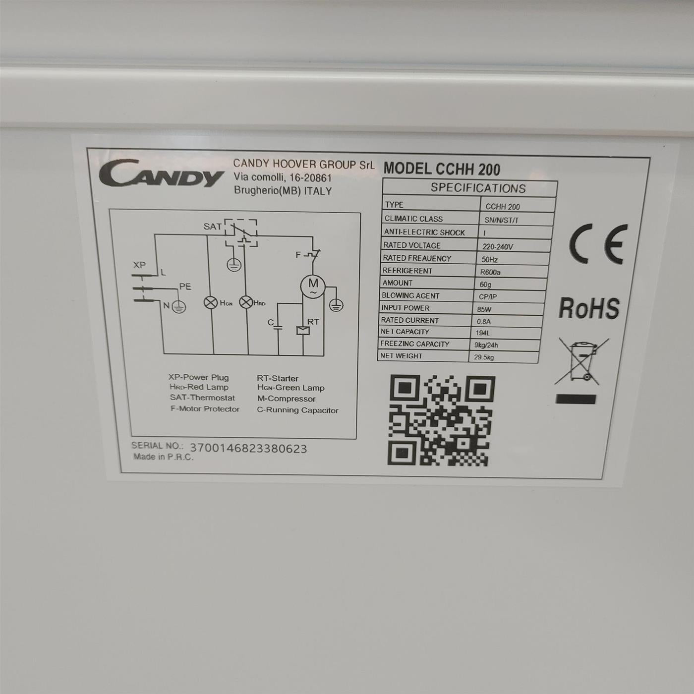 Candy CCHH 200 Congelatore a pozzetto Libera installazione 194 LF Bianco