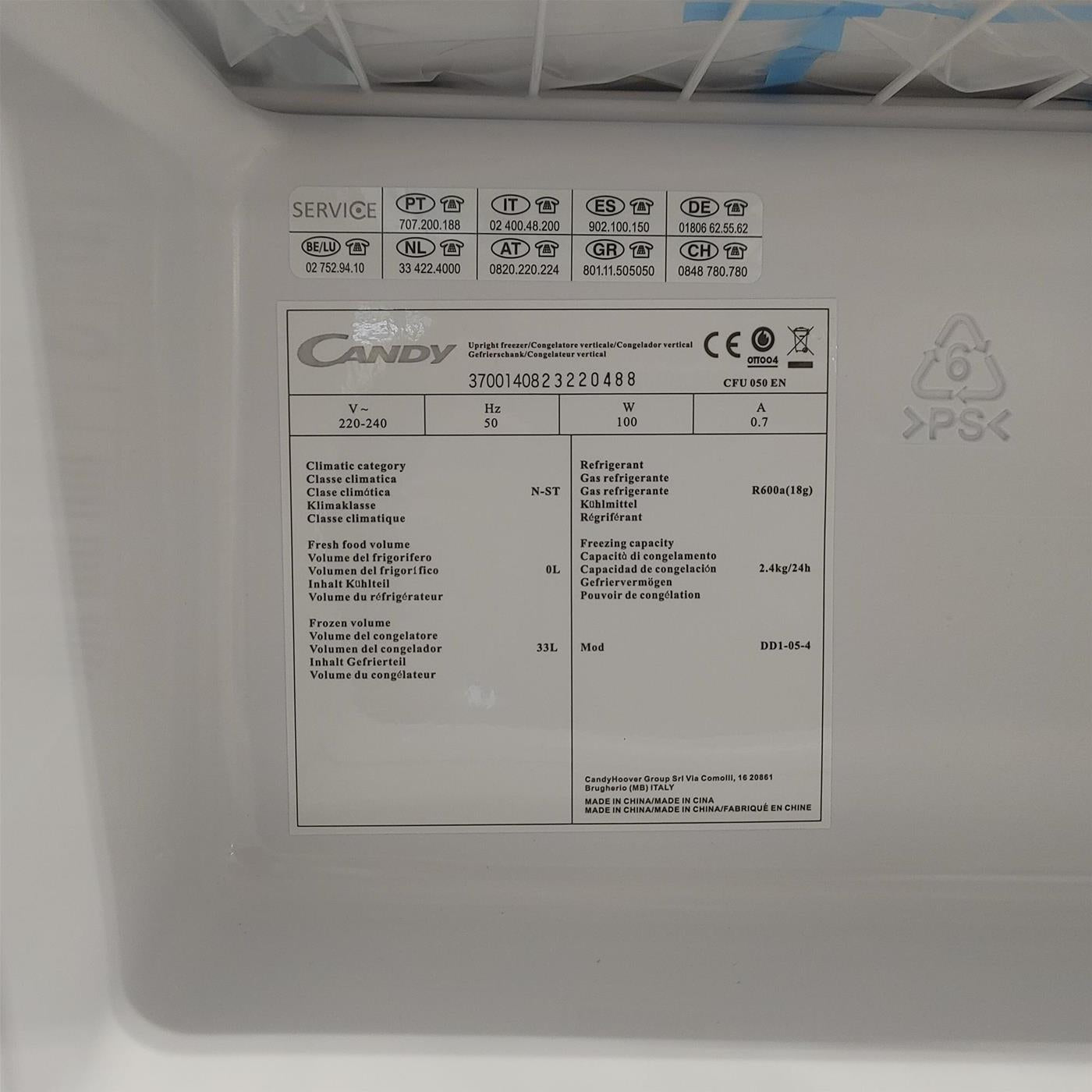 Candy Comfort CFU 050 EN Congelatore verticale Libera installazione 33 LF Bianco