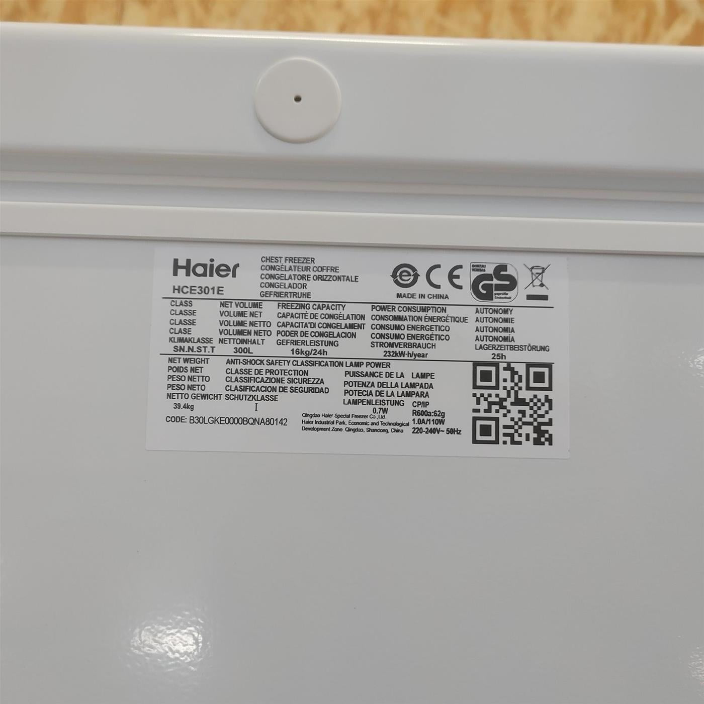 Haier HCE301E Congelatore a pozzo Libera installazione 300 L E Bianco