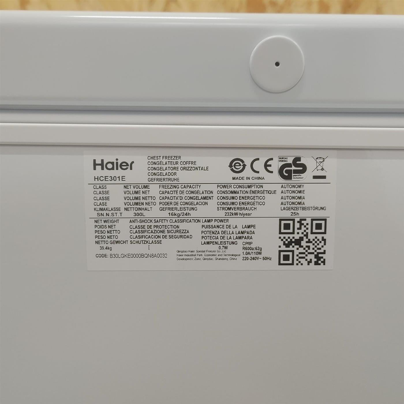 Congelatore a pozzo Haier HCE301E Libera installazione 300 L