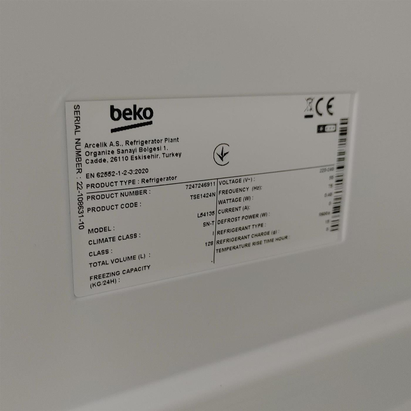 Frigorifero Beko TSE1424N Libera Installazione 128 LE Bianco